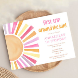 Invitación Chicas Sunshine First Trip alrededor del cumpleaño