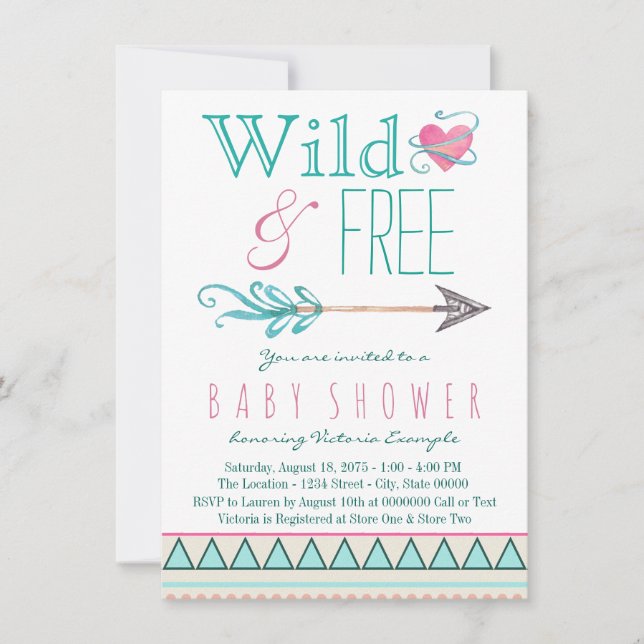 Invitación Chicas Tribal Boho Arrow Baby Shower (Anverso)