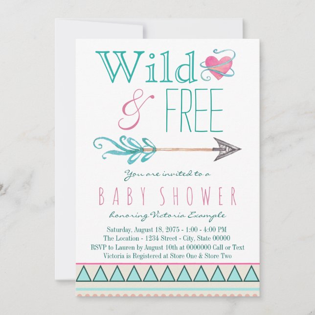 Invitación Chicas Tribal Boho Flecha Baby Shower (Anverso)