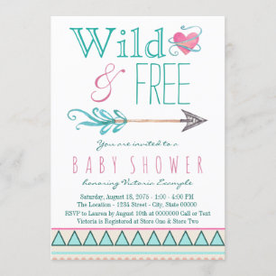 Invitación Chicas Tribal Boho Flecha Baby Shower