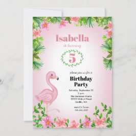 Invitación Chicas tropicales rosados de Flamingo Cumpleaños