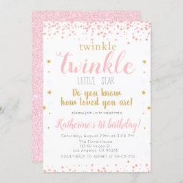 Invitación Chicas Twinkle Little Star Pink & Gold