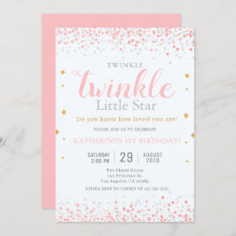 Invitación Chicas Twinkle Little Star Pink & Gold Primer cump