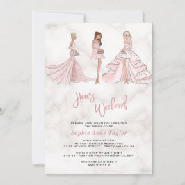Invitación Chicas únicos Rosa Gold Hens Bachelorette Weekend