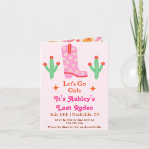 Invitación Chicas Vamos Rosa Vaquera Despedida de Soltera
