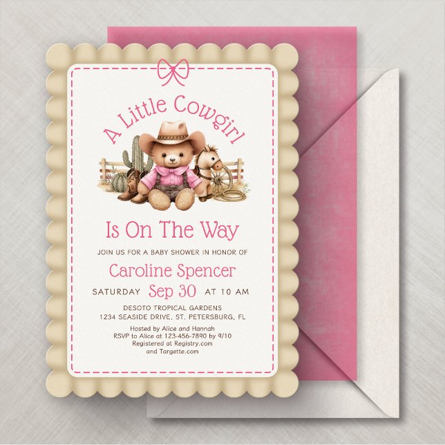 Invitación Chicas Vaqueras del Oeste Cumpleaños Rosa de la Be (Subido por el creador)