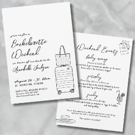 Invitación Chicas Viajeras Caprichosas Dibujadas a Mano Fiest