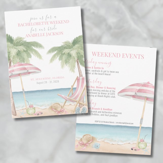Invitación Chicas Weekend Beach Bachelorette (Girls Weekend Beach Bachelorette Invitation)