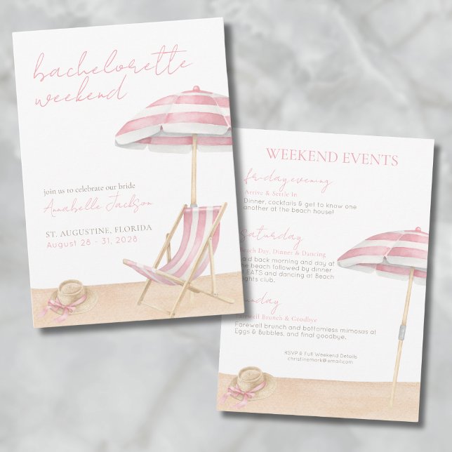 Invitación Chicas Weekend Beach Bachelorette Party (Girls Weekend Beach Bachelorette Party Invitation)