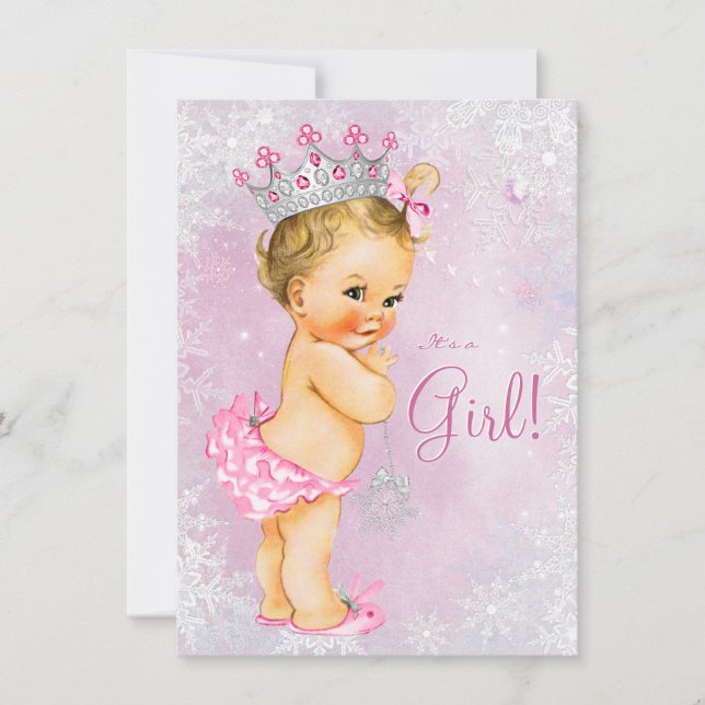 Invitación Chicas Winter Wonderland Baby Shower (Anverso)