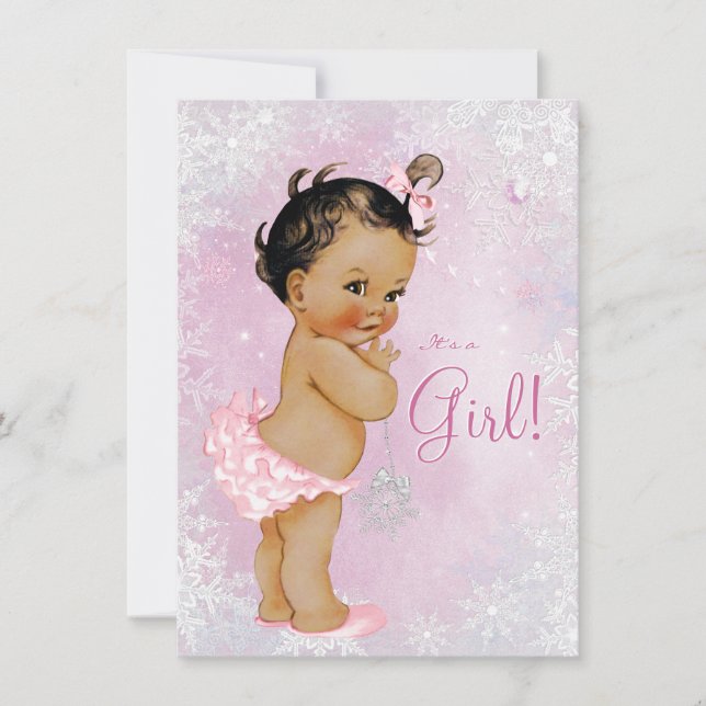 Invitación Chicas Winter Wonderland Baby Shower (Anverso)