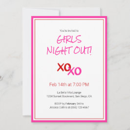 Invitación Chicas XOXO De Noche Fuera Fiesta Del Día De La Ga