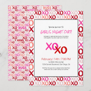 Invitación Chicas XOXO De Noche Fuera Fiesta Del Día De La Ga