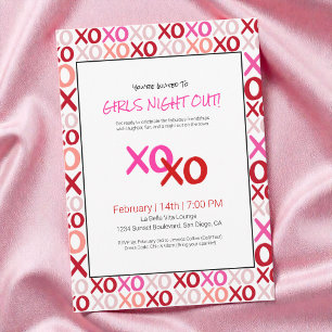Invitación Chicas XOXO De Noche Fuera Fiesta Del Día De La Ga