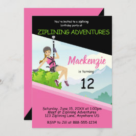 Invitación Chicas Ziplining Cumpleaños