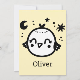 Invitación Chick alegre - Kawaii Bird Line Art"