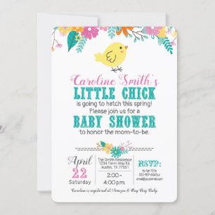 Invitación Chick de primavera Baby Shower género Neutral rosa