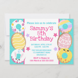 Invitación Chick Egg Bunny Easter Cookie Birthday Party