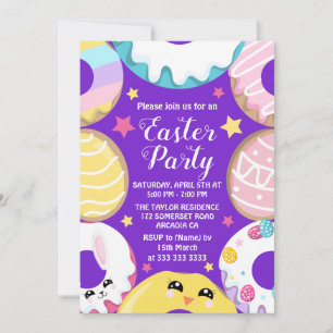 Invitación Chick Egg Bunny Easter Donut Cookie Easter Fiesta