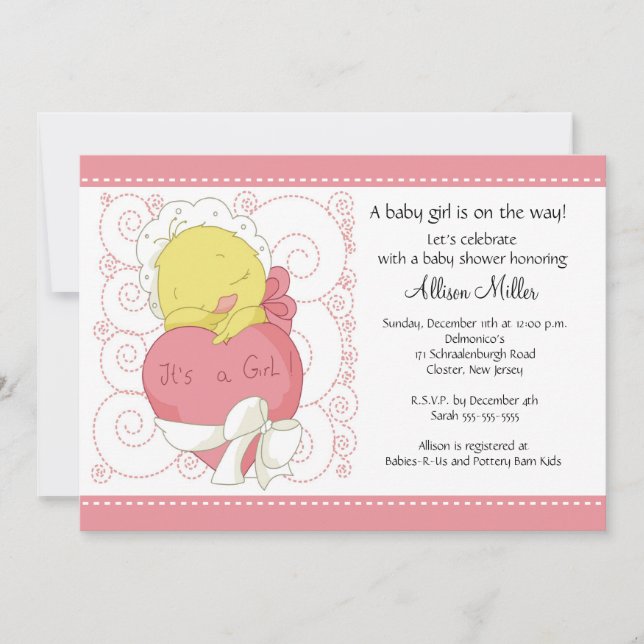 Invitación Chick es un Baby Shower Chica (Anverso)
