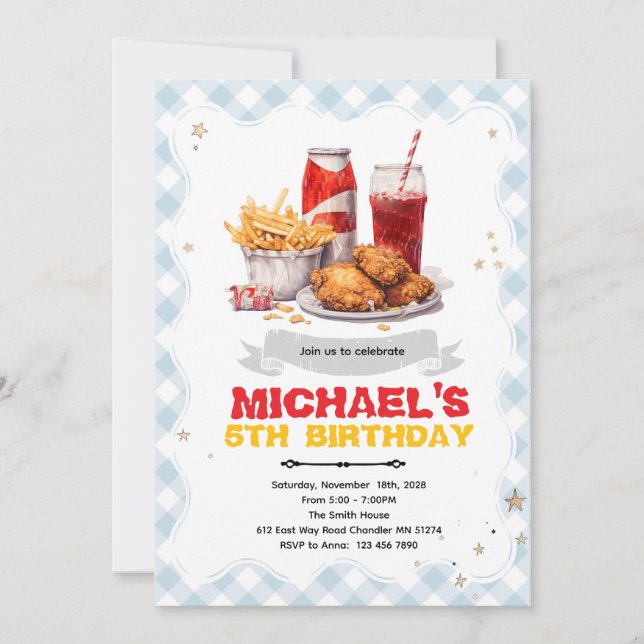Invitación Chicken Fry birthday Invitation (Anverso)
