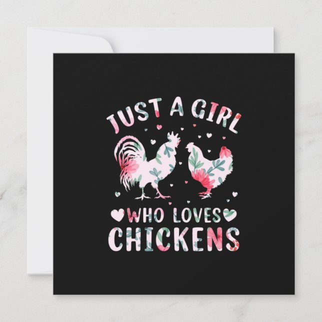 Invitación Chicken Lover | Chica que ama a las gallinas (Anverso)