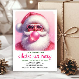 Invitación Chicle Burbuja Rosa Santa Acuarela Navidad Diverti