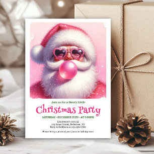 Invitación Chicle Burbuja Rosa Santa Acuarela Navidad Diverti