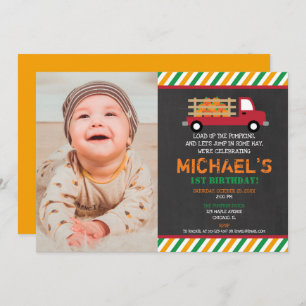 Invitación Chico 1er cumpleaños parche de calabaza halloween