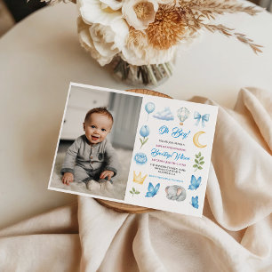 Invitación Chico Adorable Elefante Acuarela Baby Shower