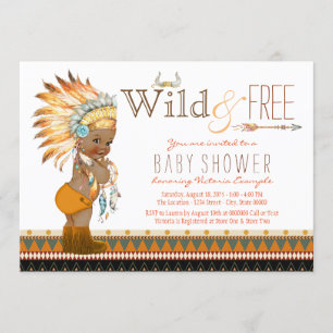 Invitación Chico Afroamericano Tribal Boho Baby Shower