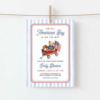 Invitación Chico Americano Patriótico Shower de Bebé