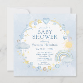 Invitación Chico Aquarela Arcoíris Baby Shower
