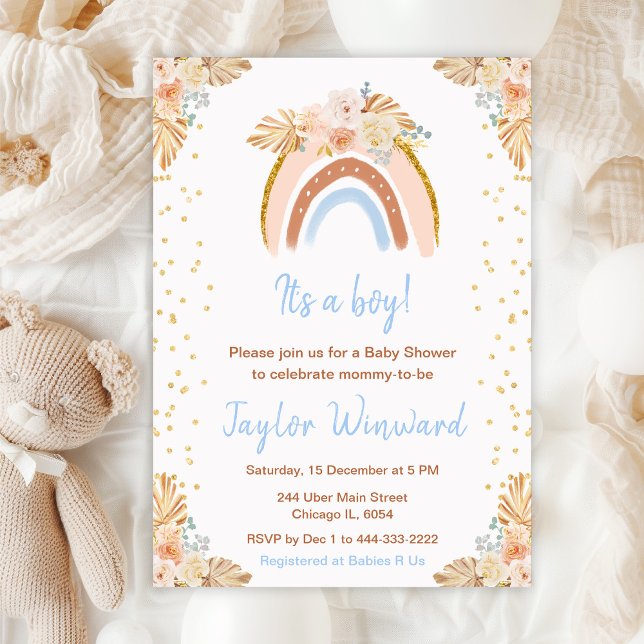 Invitación Chico Arcoíris Boho Baby Shower (Subido por el creador)
