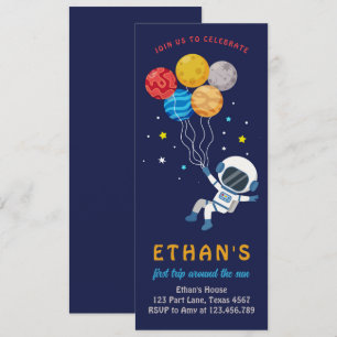 Invitación Chico Astronauta del Espacio Exterior Primer Cumpl
