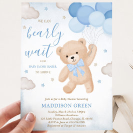 Invitación Chico Azul Apenas Podemos Esperar Baby Shower