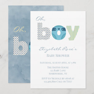 Invitación Chico Azul Aquarela Ducha de Bebé