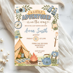 Invitación Chico Azul Aventurero En Camino Baby Shower