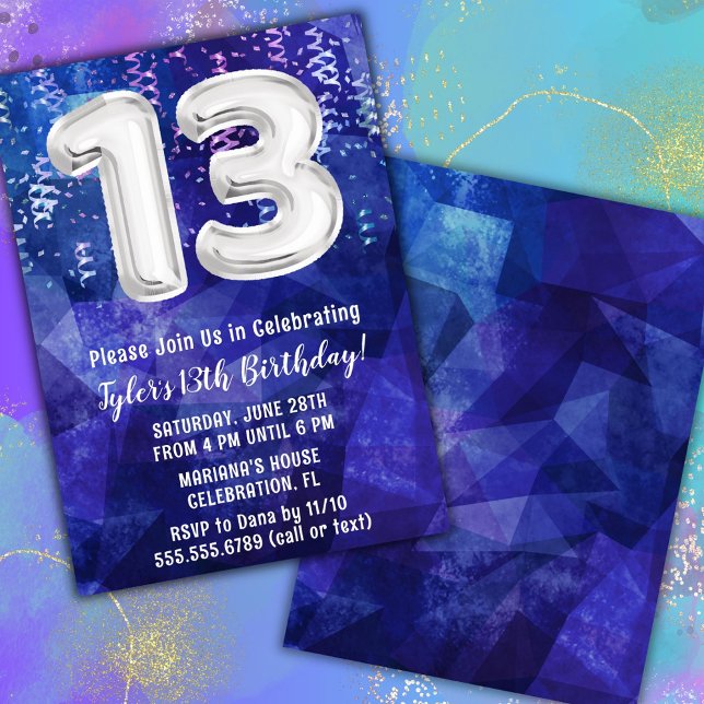 Invitación Chico Azul Blanco Cumpleaños 13 (Subido por el creador)