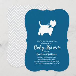 Invitación Chico azul de Baby Shower de perro del territorio