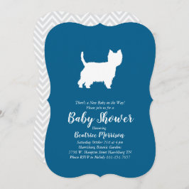 Invitación Chico azul de Baby Shower de perro del territorio 