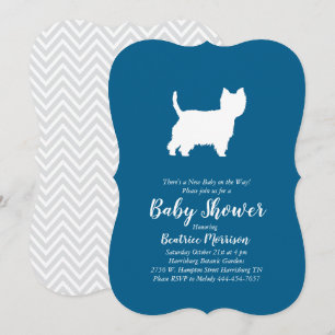 Invitación Chico azul de Baby Shower de perro del territorio