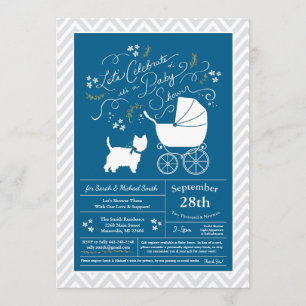 Invitación Chico azul de Baby Shower de perro del territorio 