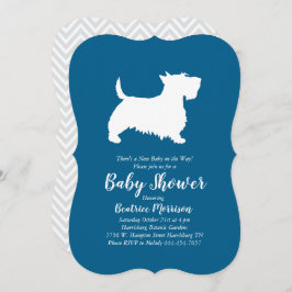 Invitación Chico azul de Baby Shower Terrier de Escocia