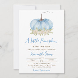 Invitación Chico azul Minimalista Calabaza Baby Shower