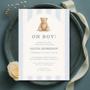Invitación Chico Azul Oso de Peluche Baby Shower