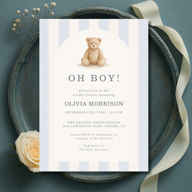 Invitación Chico Azul Oso de Peluche Baby Shower (Subido por el creador)