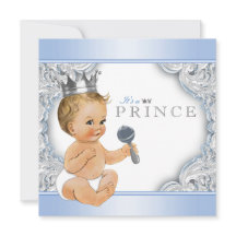 Chico Azul Plateado Príncipe Baby Shower