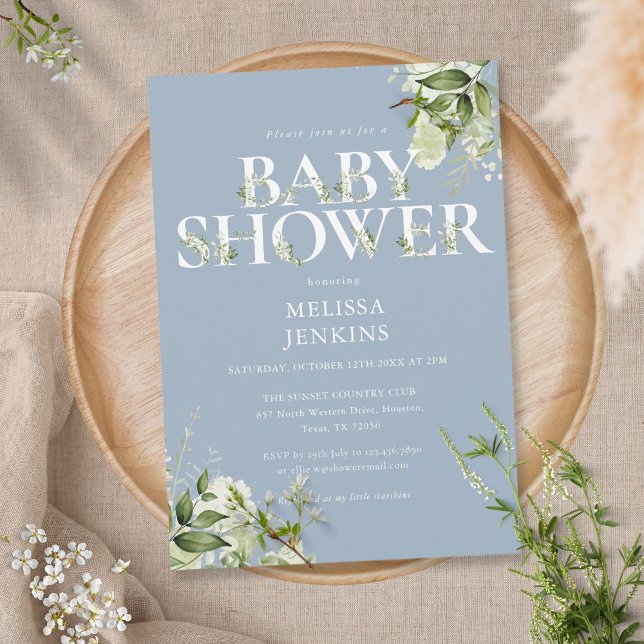 Invitación Chico azul polvoriento vegetación follaje carta ba (Subido por el creador)