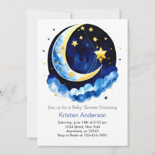 Invitación Chico Azul Soñado Aventura Espacial Baby Shower